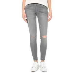 Current/Elliott Gray Distressed Skinny Jeans The Stiletto Released Hem Size 25